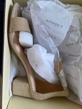 Adams Gold Glitter Block Heel Sandals